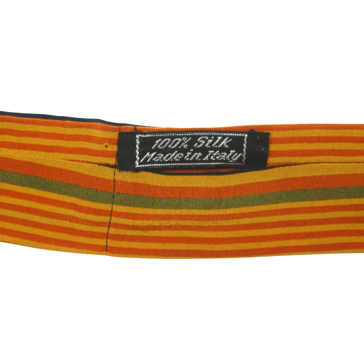 Vintage 1960s Italian Silk Ascot Orange Yellow Blue Green Striped Cravat Italy - Poppy's Vintage Clothing