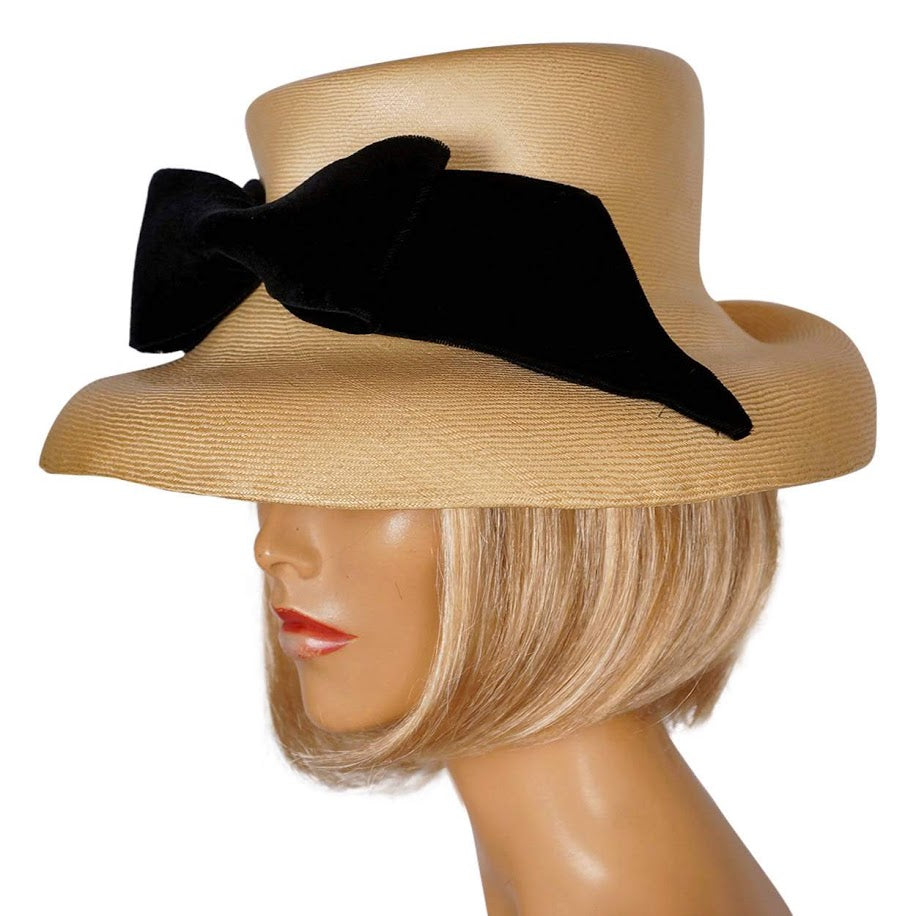 Vintage 1950s Straw Bucket Hat - Sophisticated Style by J MARTI y MARTI - S - Poppy's Vintage Clothing