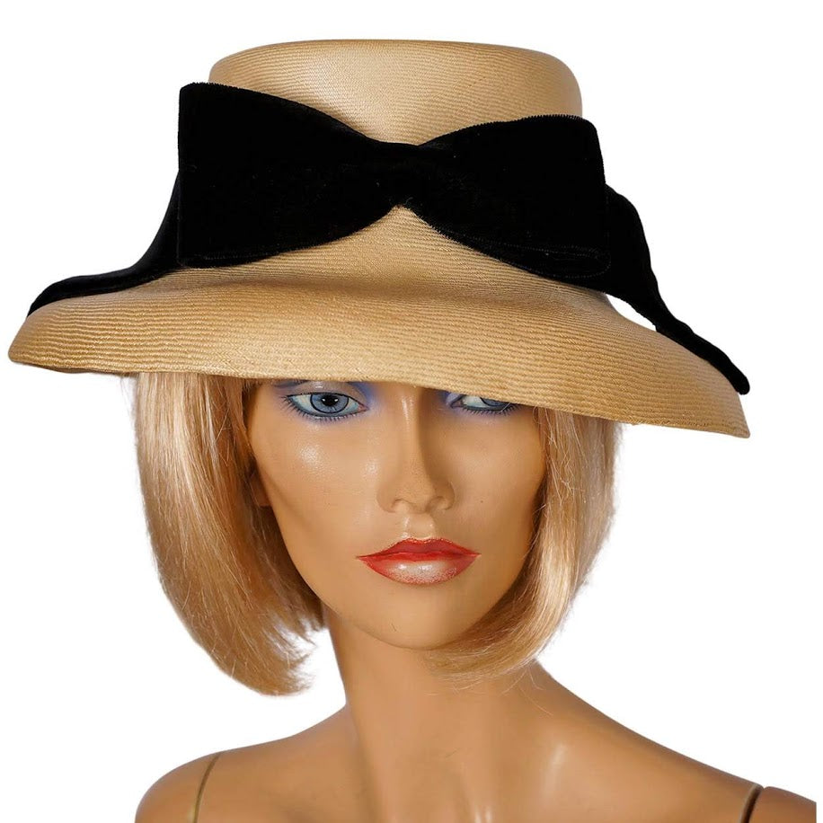 Vintage 1950s Straw Bucket Hat - Sophisticated Style by J MARTI y MARTI - S - Poppy's Vintage Clothing