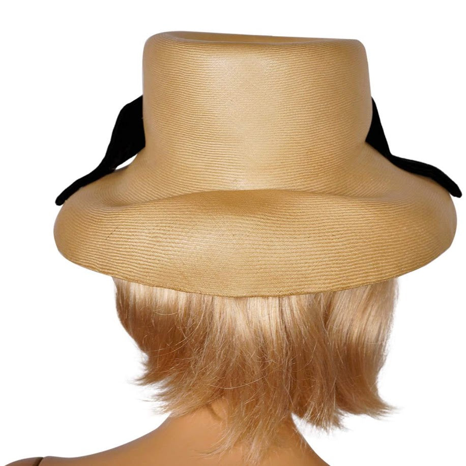 Vintage 1950s Straw Bucket Hat - Sophisticated Style by J MARTI y MARTI - S - Poppy's Vintage Clothing
