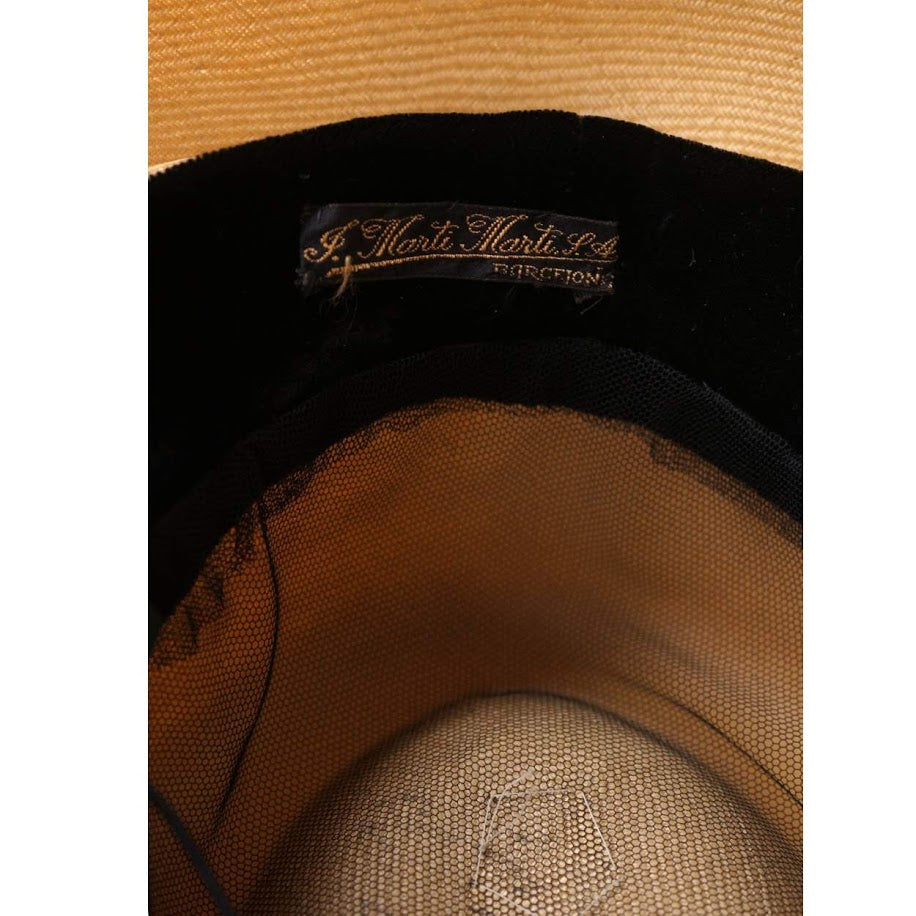 Vintage 1950s Straw Bucket Hat - Sophisticated Style by J MARTI y MARTI - S - Poppy's Vintage Clothing