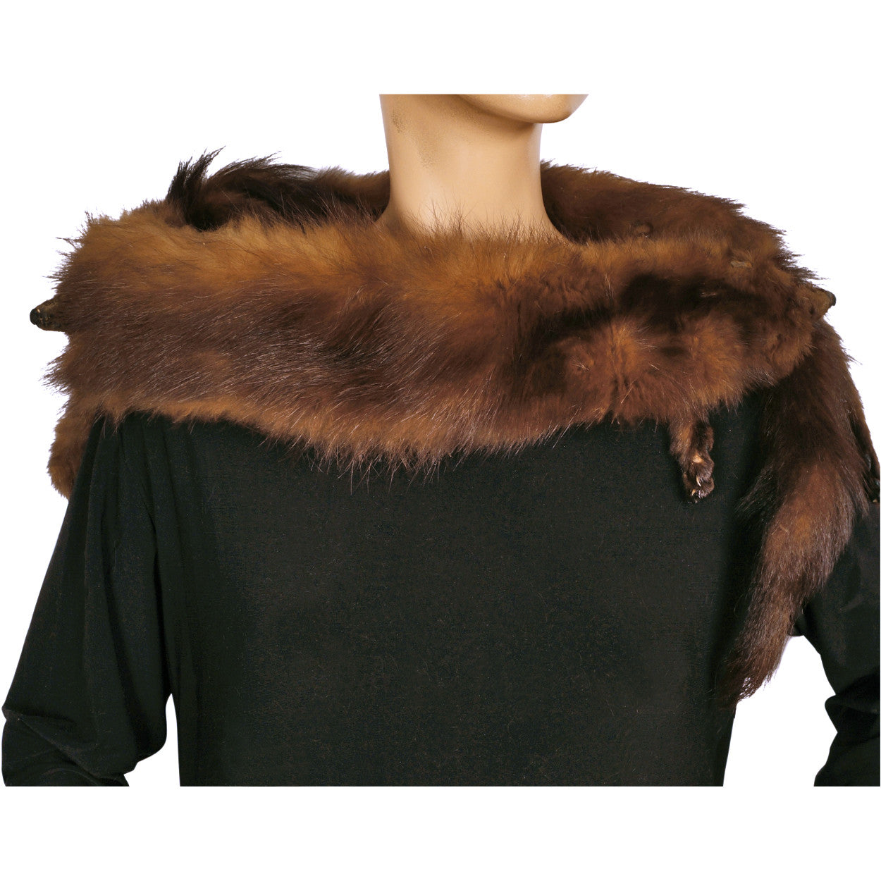 Vintage Mink Fur Stole Wrap 5 Pelts Full Body Scarf Clip Closure