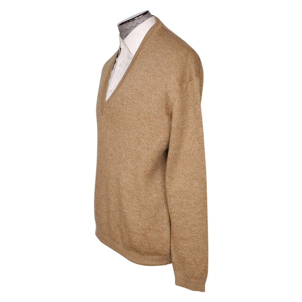 Vintage 1950s Mens Sweater Wool V-Neck by Jacques Fath - L - Poppy's Vintage Clothing