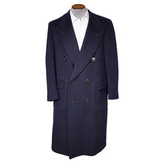 Vintage Mens Overcoat Early 1950s Navy Blue Coat Jack Golds Clothes Montreal M L - Poppy's Vintage Clothing