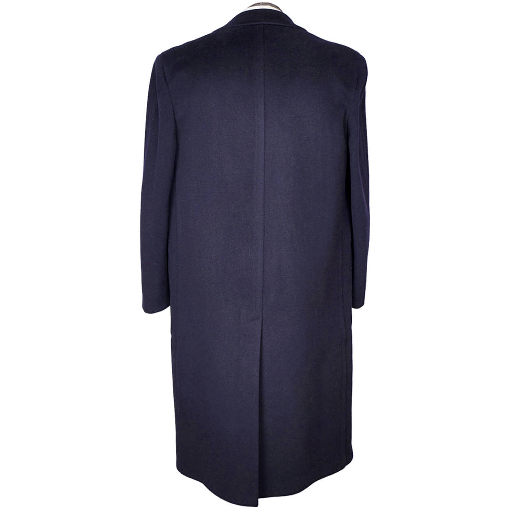 Vintage Mens Overcoat Early 1950s Navy Blue Coat Jack Golds Clothes Montreal M L - Poppy's Vintage Clothing