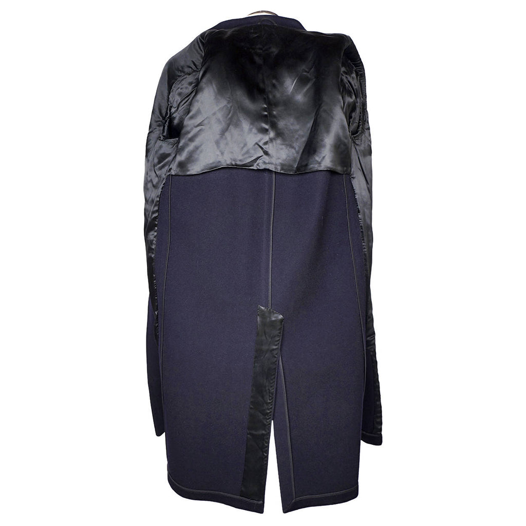 Vintage Mens Overcoat Early 1950s Navy Blue Coat Jack Golds Clothes Montreal M L - Poppy's Vintage Clothing