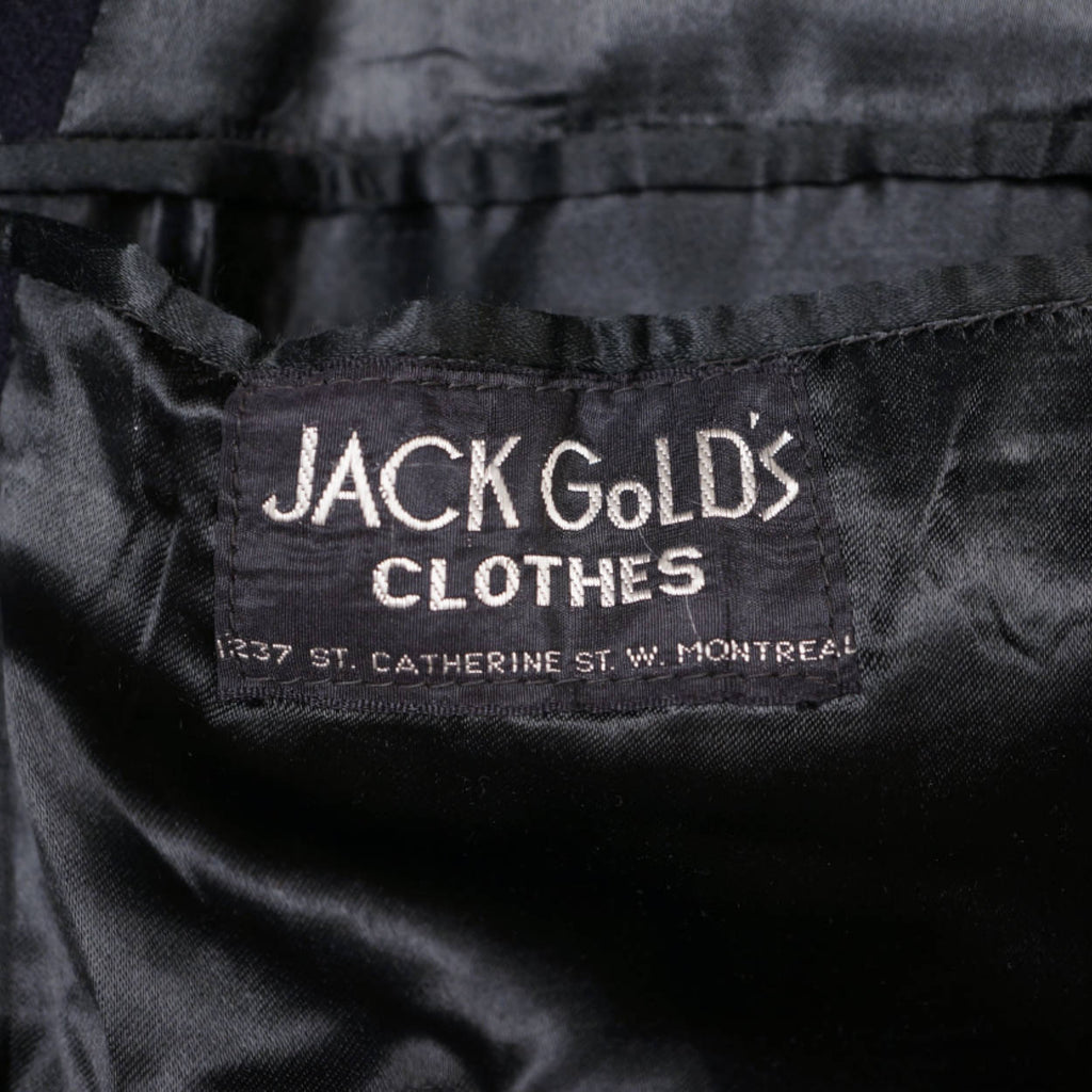 Vintage Mens Overcoat Early 1950s Navy Blue Coat Jack Golds Clothes Montreal M L - Poppy's Vintage Clothing
