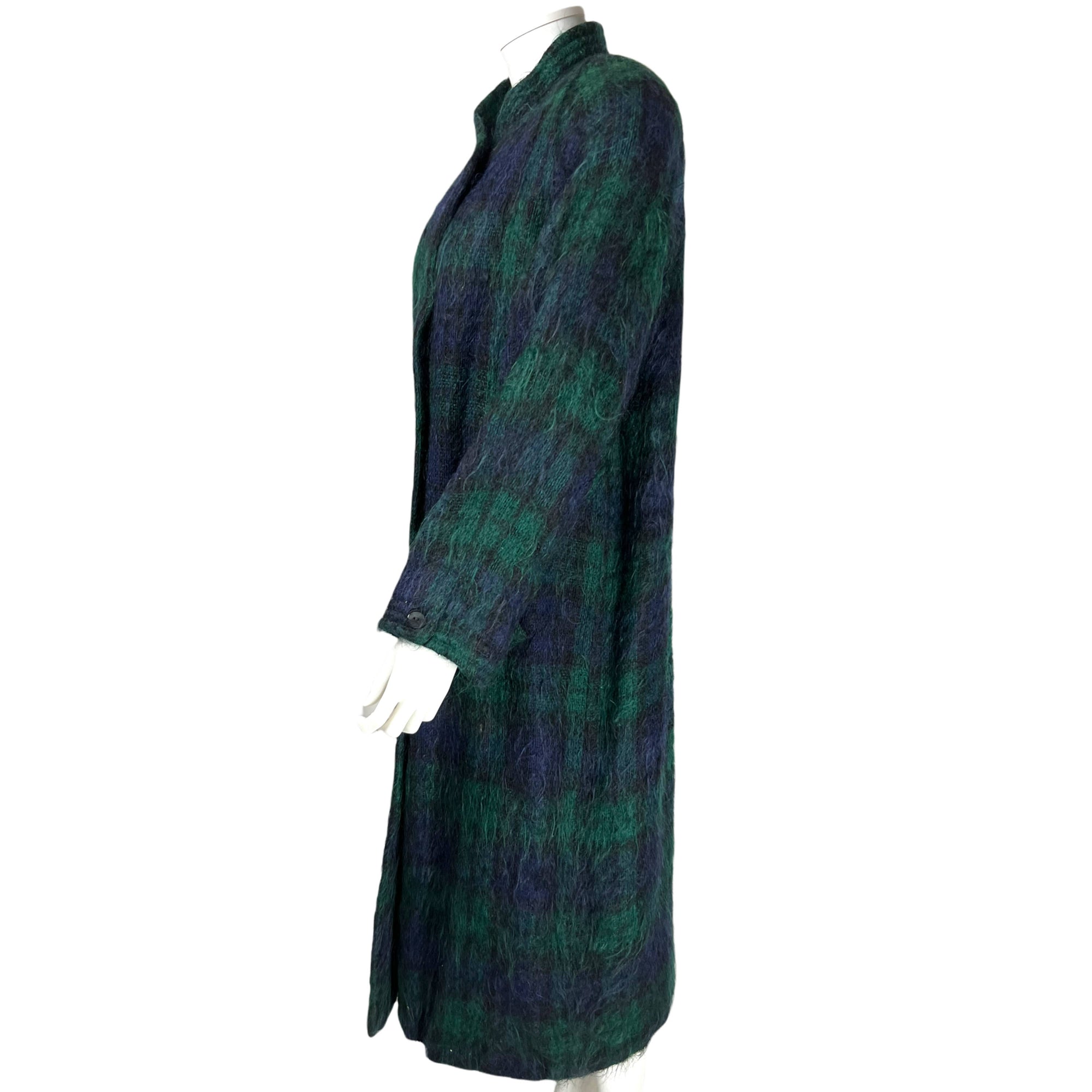 Vintage 1980s Plaid Coat Mohair and Wool Ladies Size L