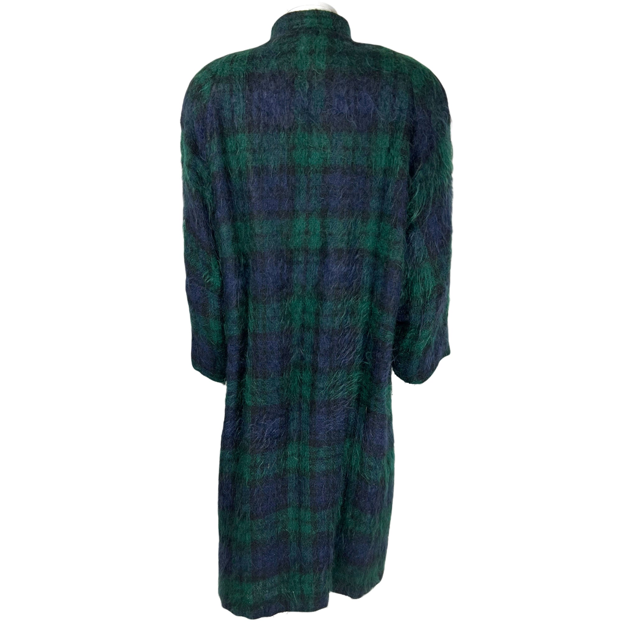 Vintage 1980s Plaid Coat Mohair and Wool Ladies Size L