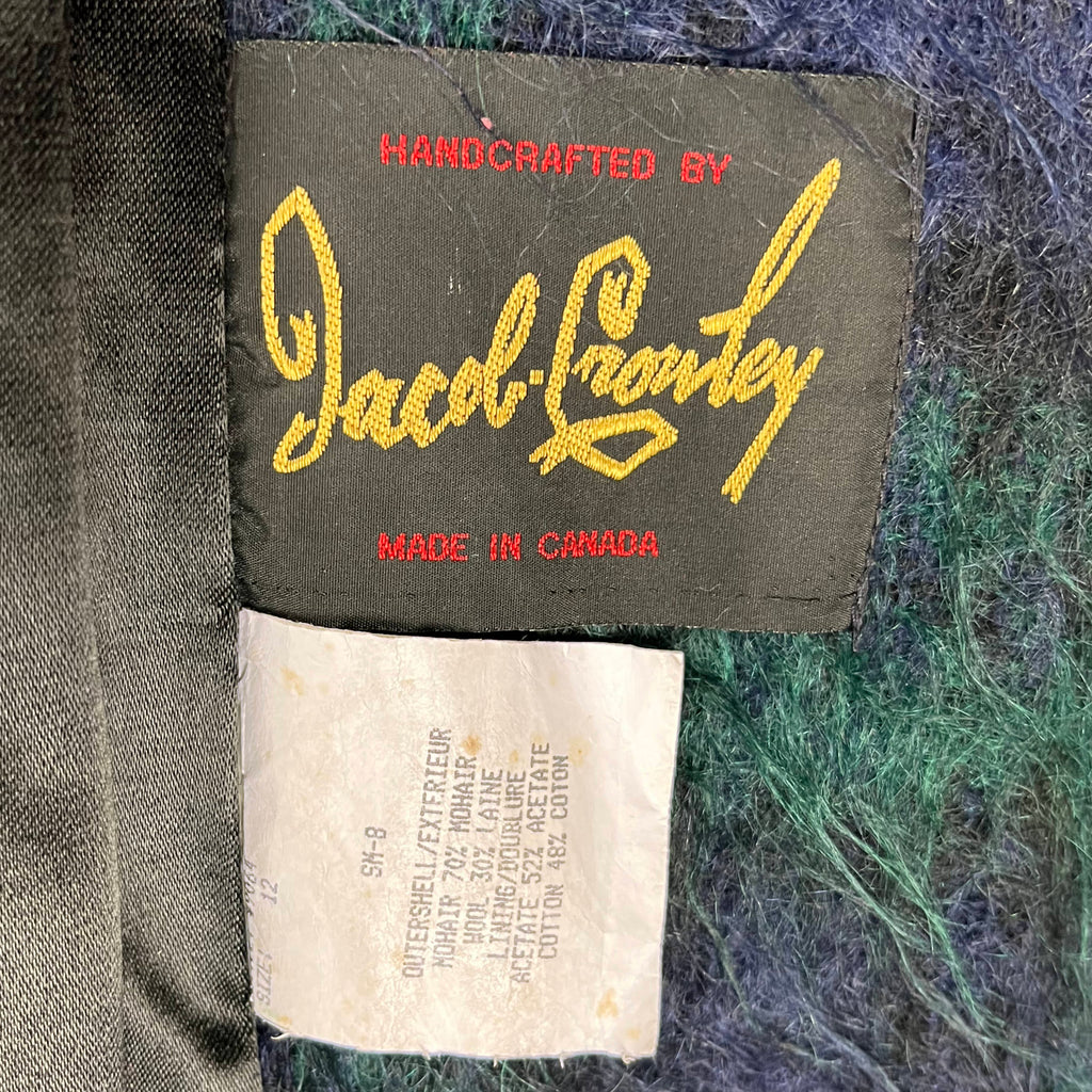 Vintage 1980s Plaid Coat Mohair and Wool Ladies Size L