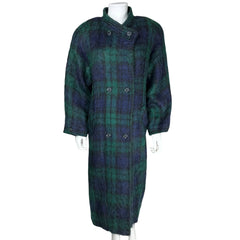 Vintage 1980s Plaid Coat Mohair and Wool Ladies Size L