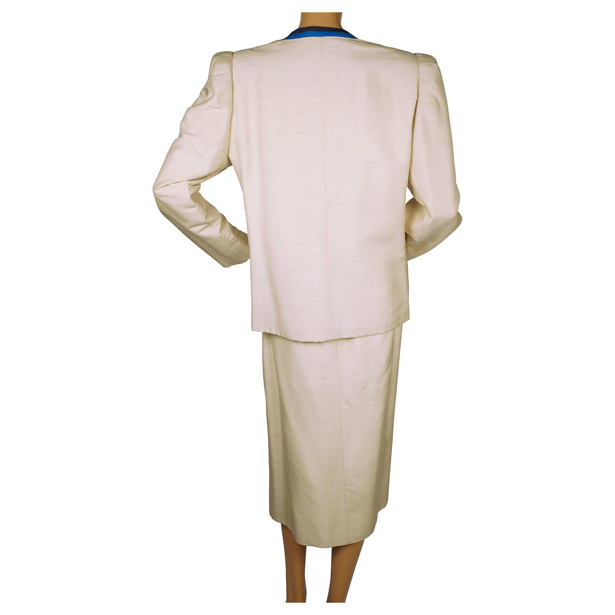 Vintage Jacqueline de Ribes Silk Skirt Suit 2 pc 1980s Saks Fifth Avenue Size XL - Poppy's Vintage Clothing