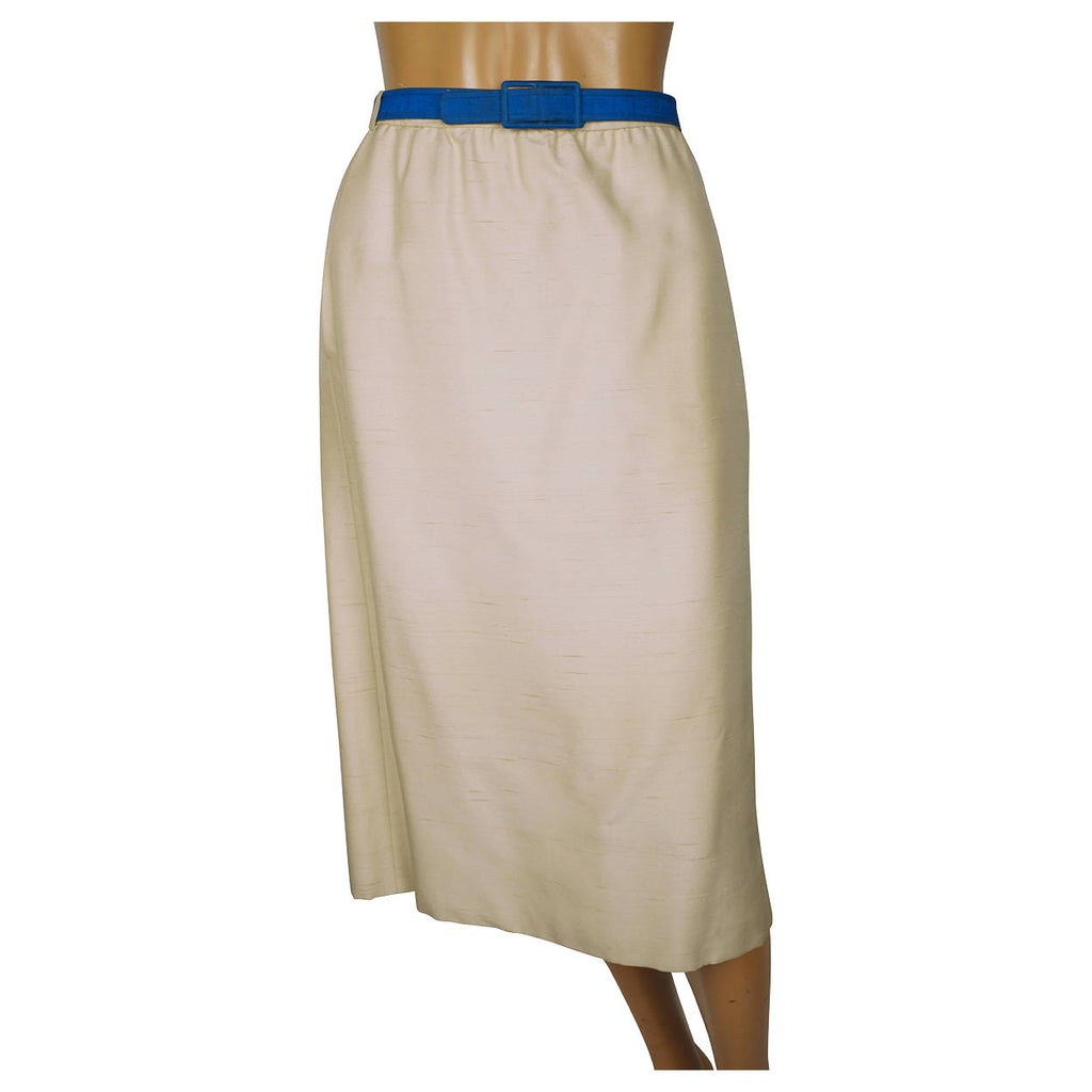 Vintage Jacqueline de Ribes Silk Skirt Suit 2 pc 1980s Saks Fifth Avenue Size XL - Poppy's Vintage Clothing