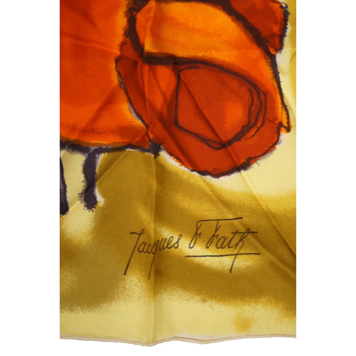 Vintage 1950s Jacques Fath Paris Silk Twill Scarf Modernist Rose Flowers 30.5 Inch - Poppy's Vintage Clothing