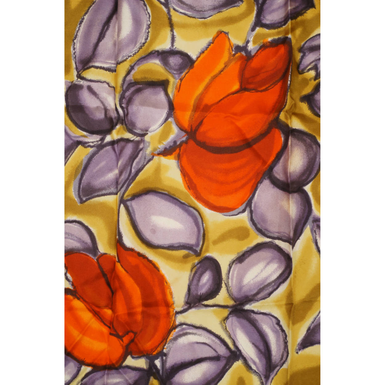 Vintage 1950s Jacques Fath Paris Silk Twill Scarf Modernist Rose Flowers 30.5 Inch - Poppy's Vintage Clothing