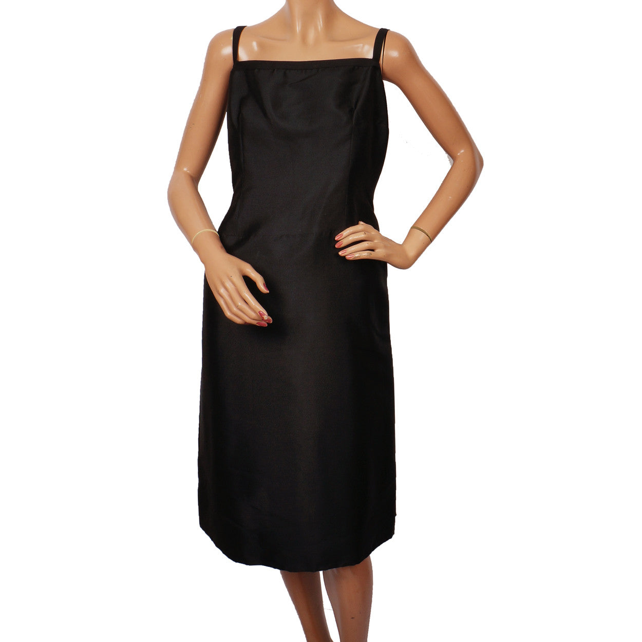 Vintage 1950s Jacques Griffe Black Silk Dress with Jacket - L - Poppy's Vintage Clothing