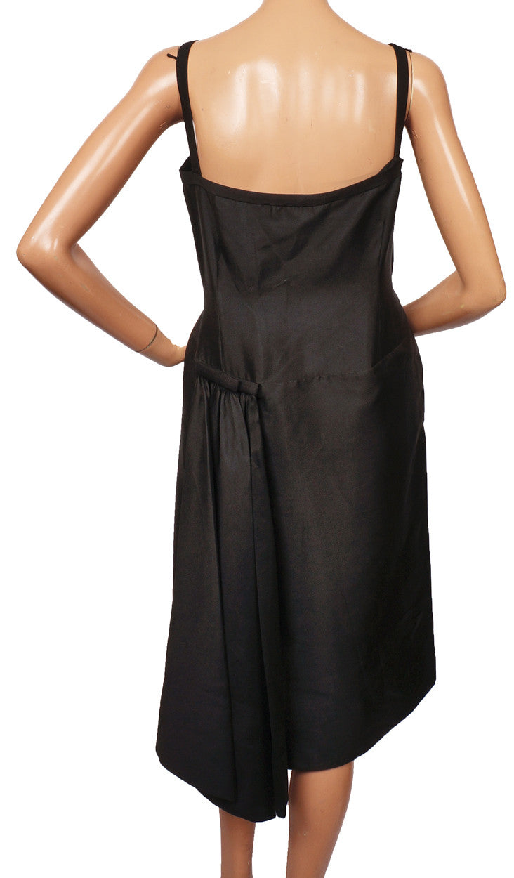 Vintage 1950s Jacques Griffe Black Silk Dress with Jacket - L - Poppy's Vintage Clothing