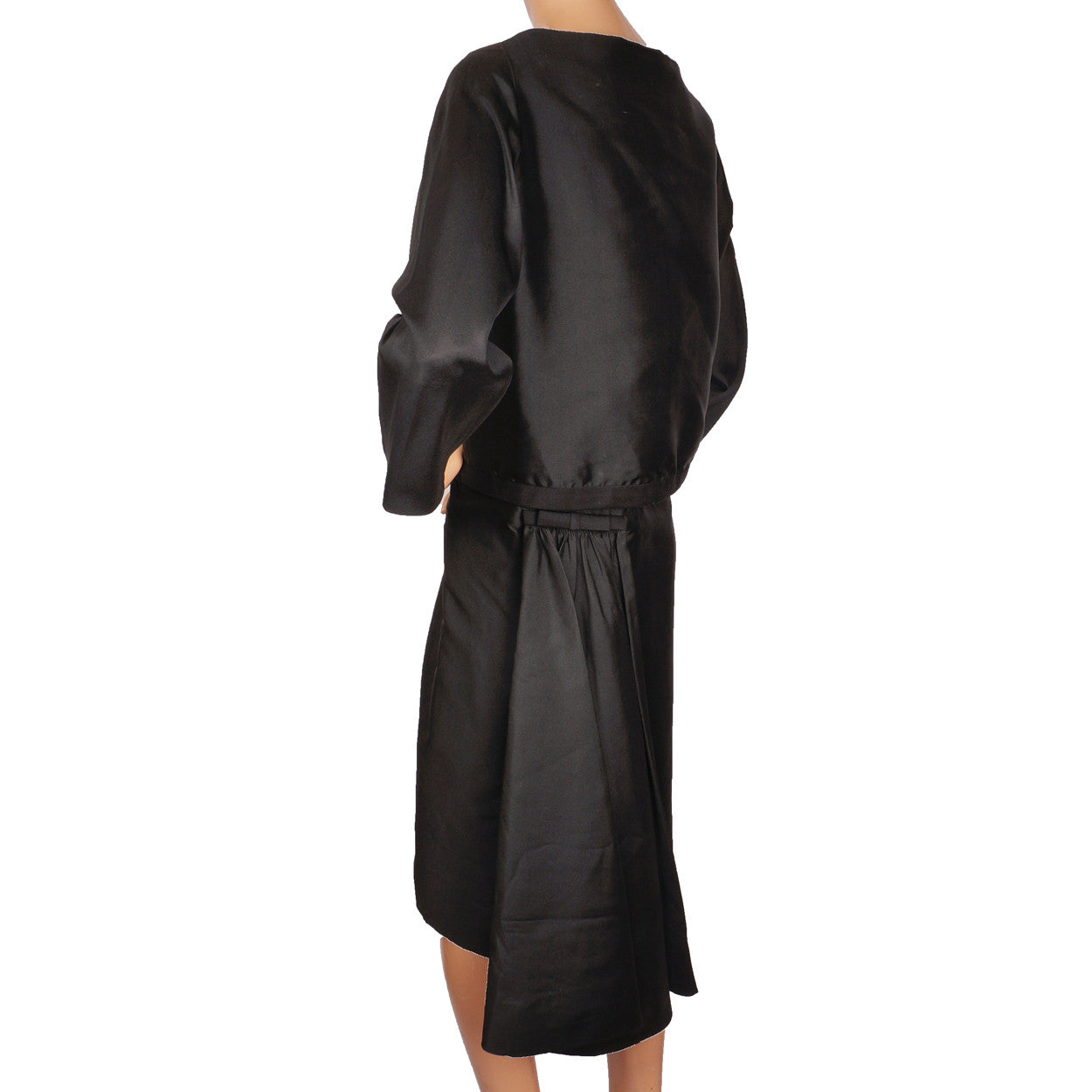 Vintage 1950s Jacques Griffe Black Silk Dress with Jacket - L - Poppy's Vintage Clothing