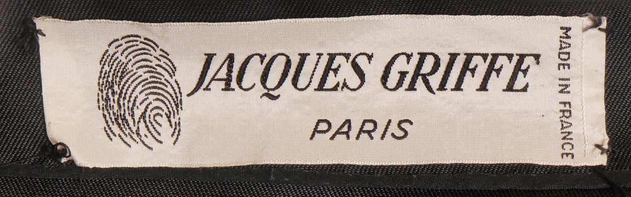 Vintage 1950s Jacques Griffe Black Silk Dress with Jacket - L - Poppy's Vintage Clothing