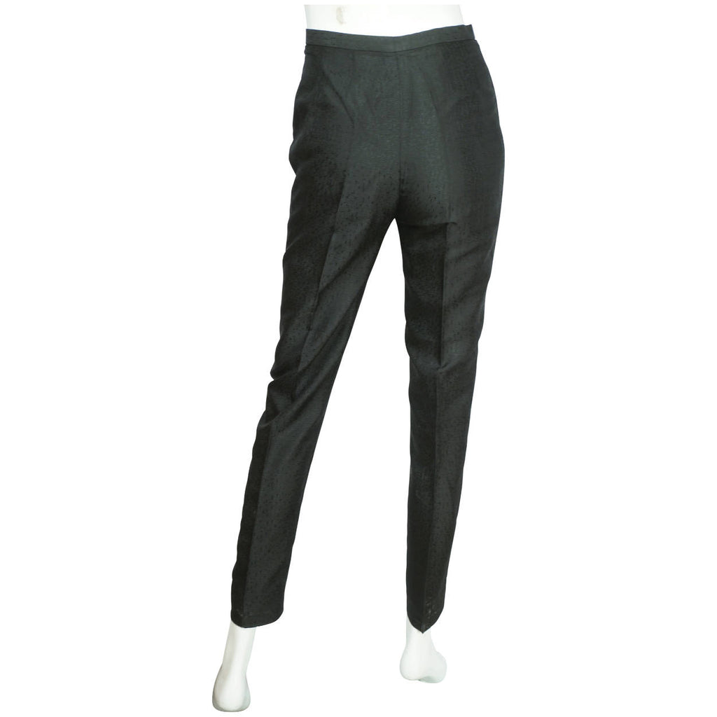 Vintage 1950s Bombshell Cigarette Pants Woven Black Silk Jacques Maraut Paris - Sz S - Poppy's Vintage Clothing