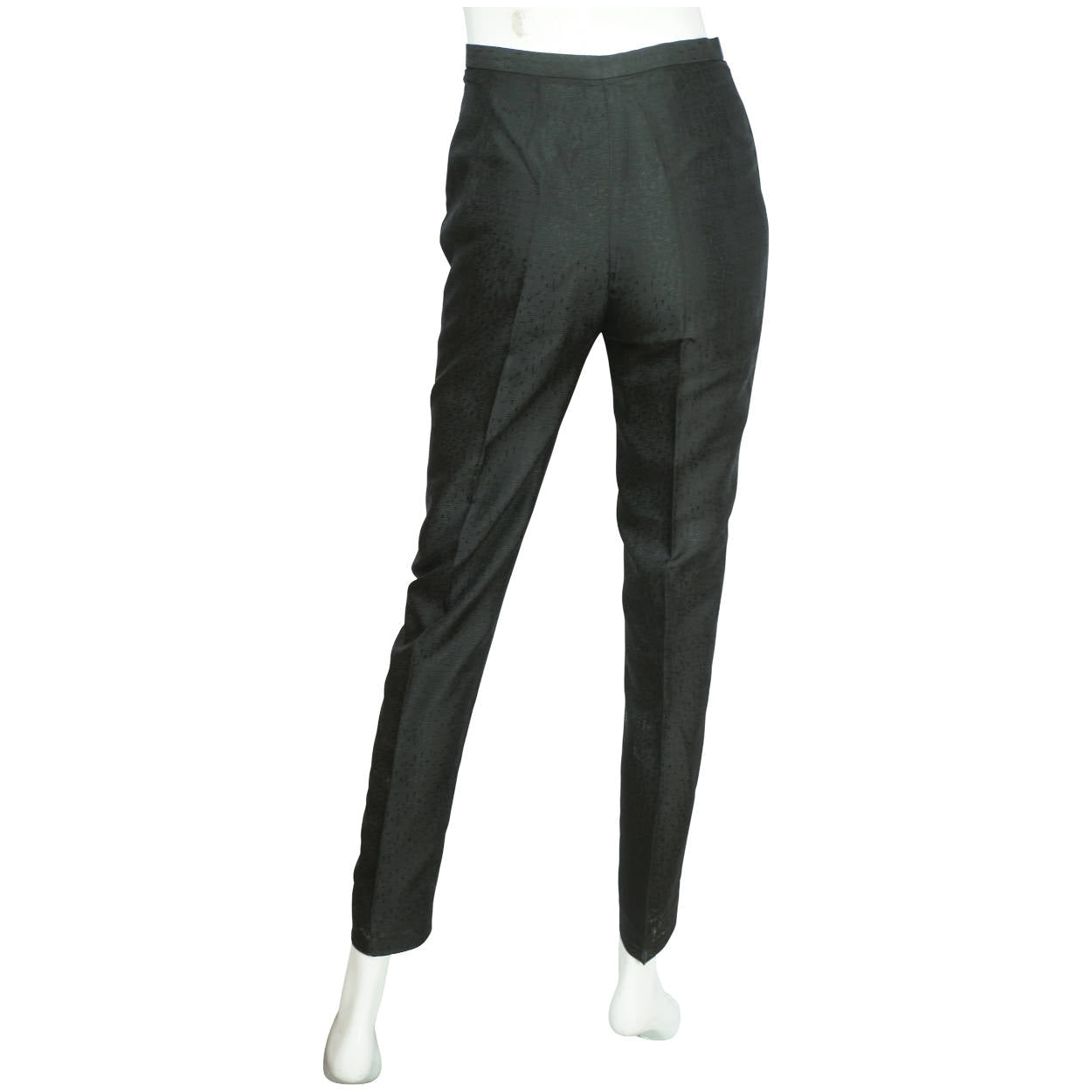 Vintage 1950s Bombshell Cigarette Pants Woven Black Silk Jacques Maraut Paris - Sz S - Poppy's Vintage Clothing