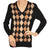 Vintage 1970s Jaeger Cashmere Sweater Black Argyle Pattern Made in UK Ladies Size M - Poppy's Vintage Clothing