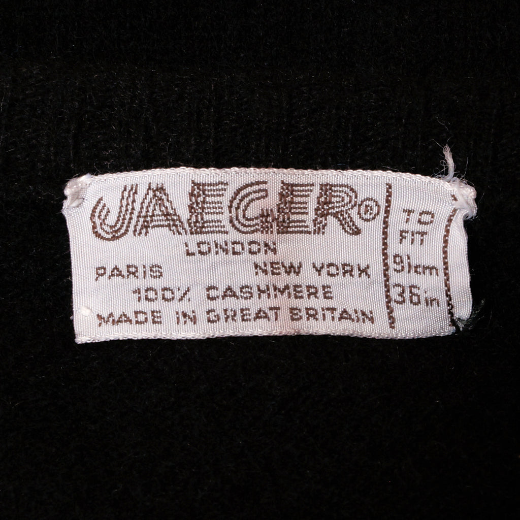 Vintage 1970s Jaeger Cashmere Sweater Black Argyle Pattern Made in UK Ladies Size M - Poppy's Vintage Clothing
