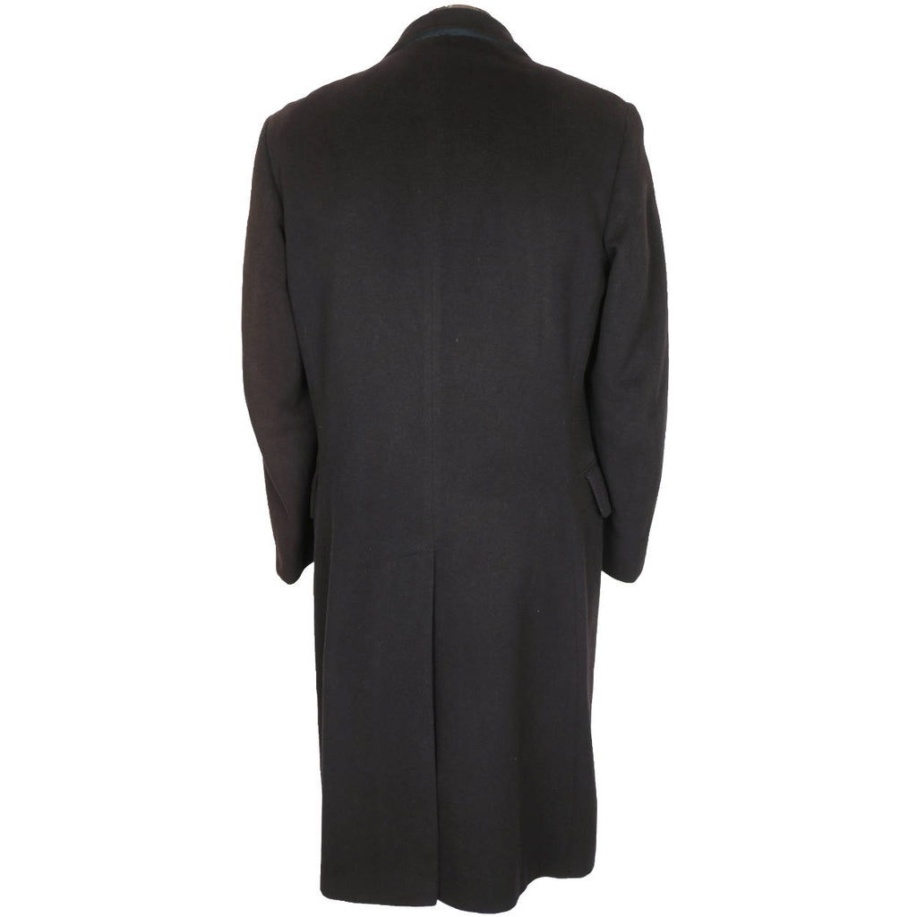 Vintage 1970s Jaeger Overcoat 100% British Cashmere Navy Blue Mens Coat Size 38 - Poppy's Vintage Clothing