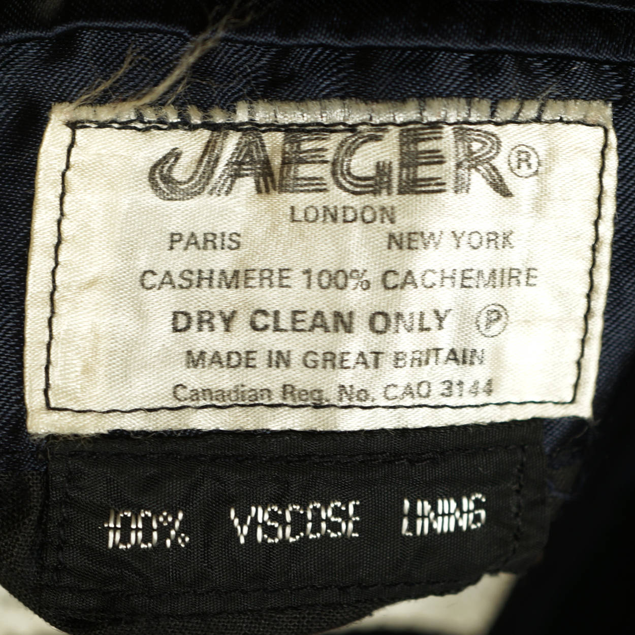 Vintage 1970s Jaeger Overcoat 100% British Cashmere Navy Blue Mens Coat Size 38 - Poppy's Vintage Clothing