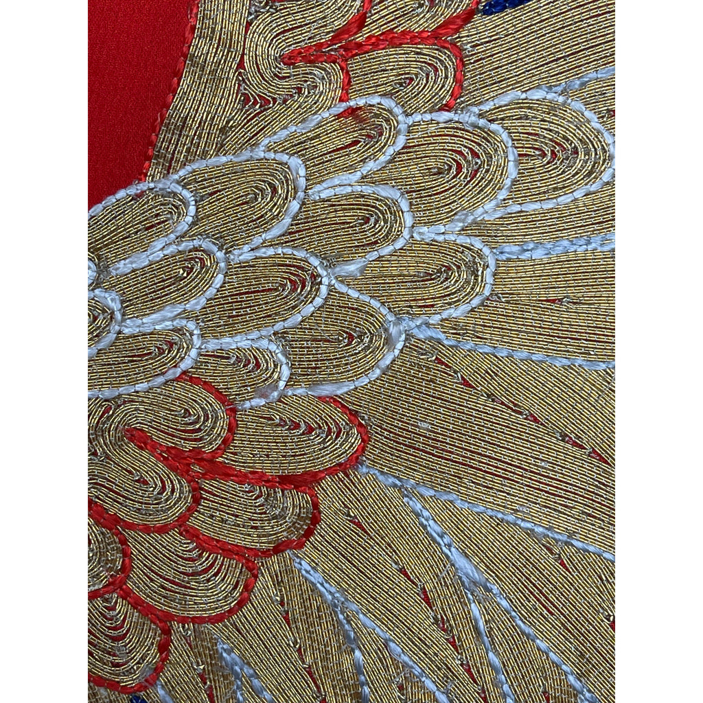 Japanese Wedding Kimono Iro Uchikake Red Silk w Gold Cranes