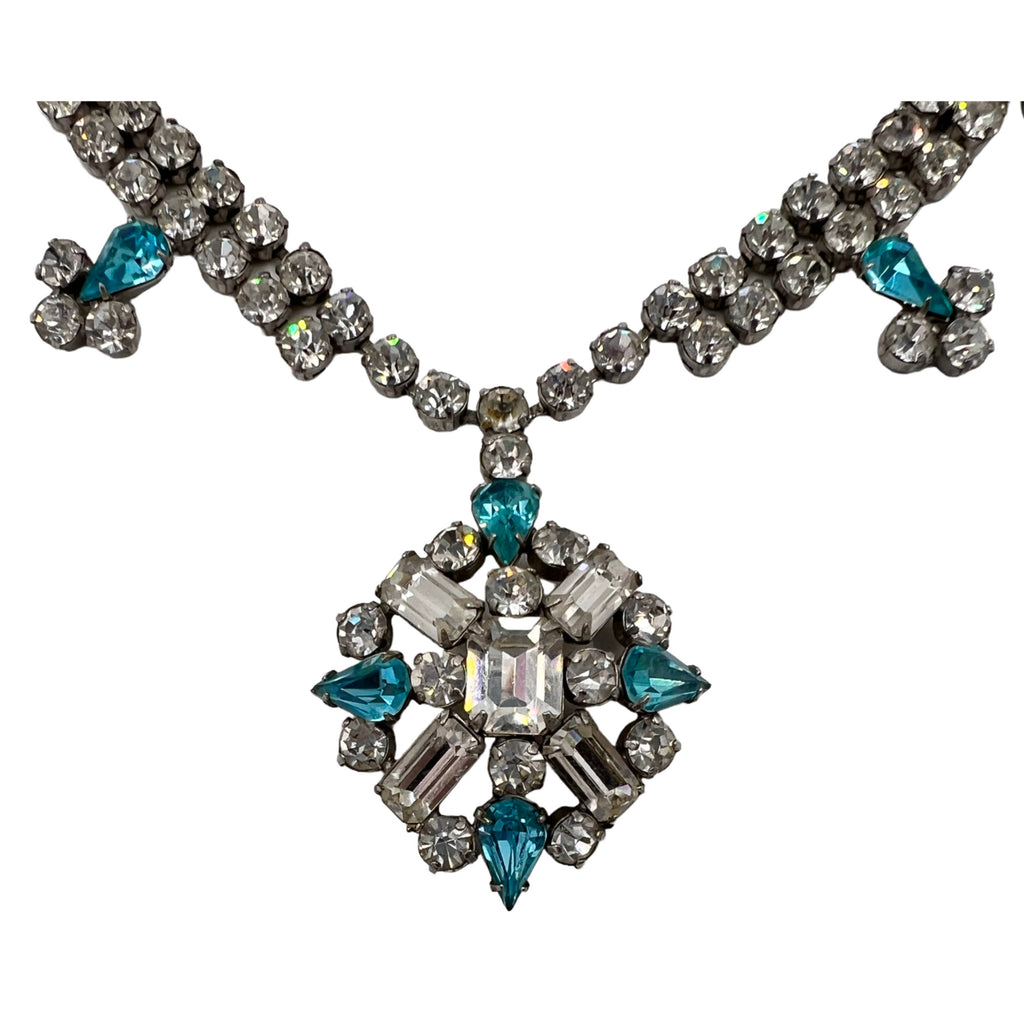 1950s Vintage Rhinestone Parure Set Sterling Silver Jay Flex
