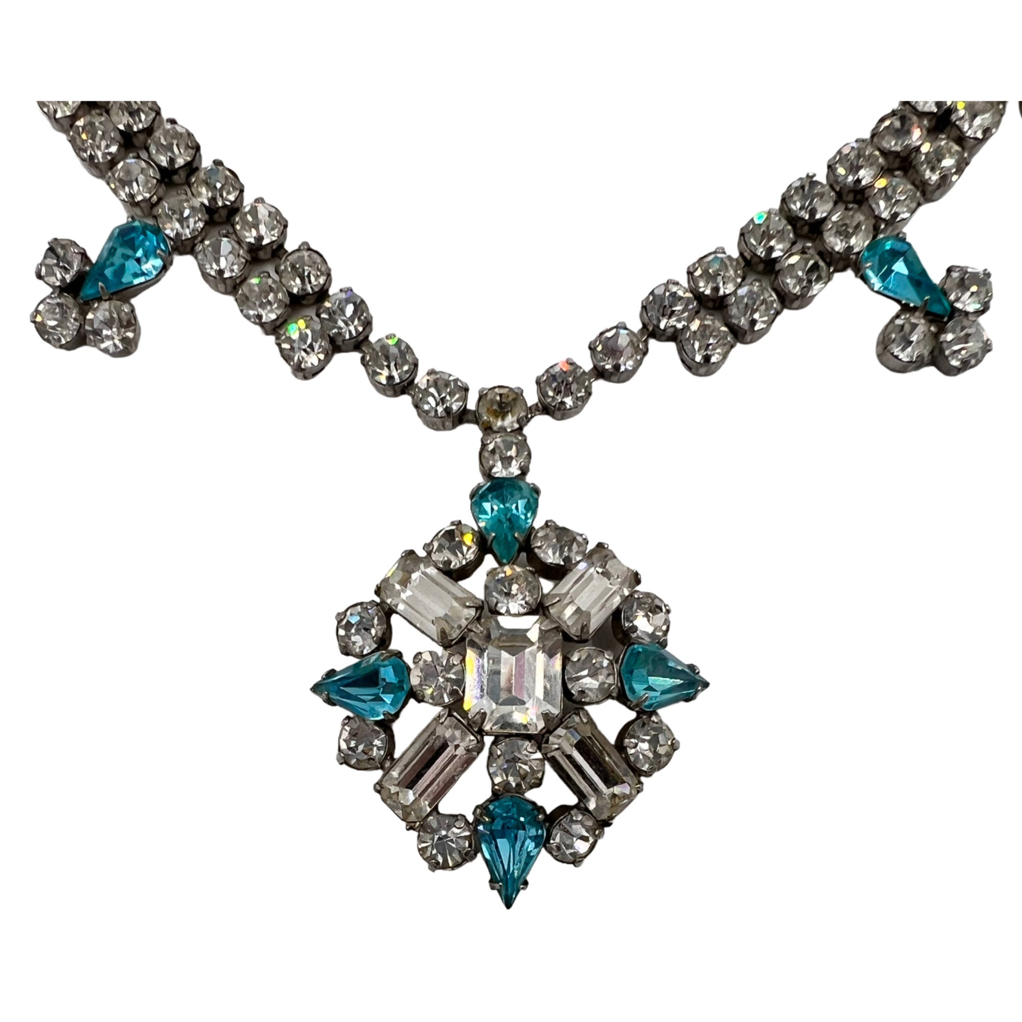 1950s Vintage Rhinestone Parure Set Sterling Silver Jay Flex