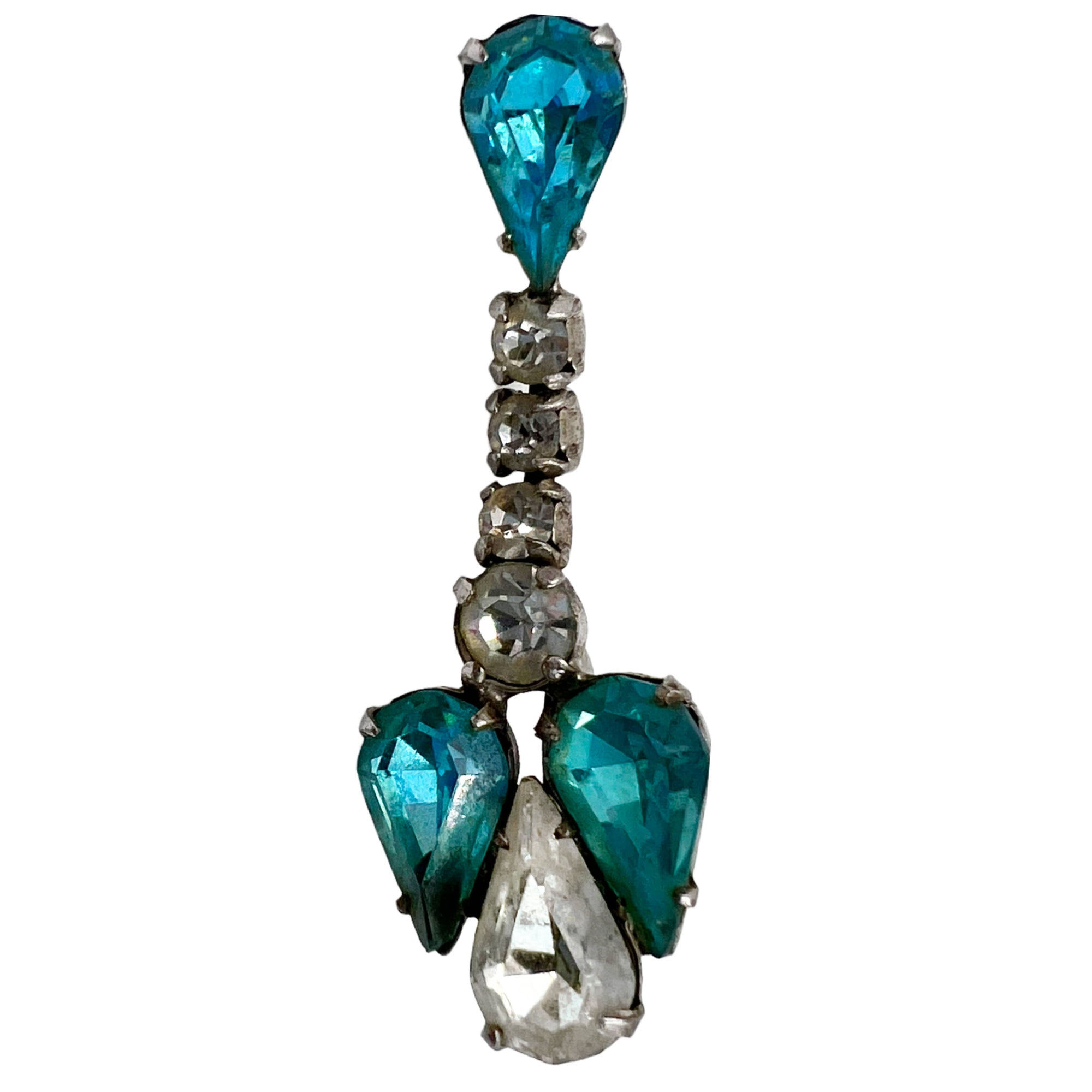 1950s Vintage Rhinestone Parure Set Sterling Silver Jay Flex
