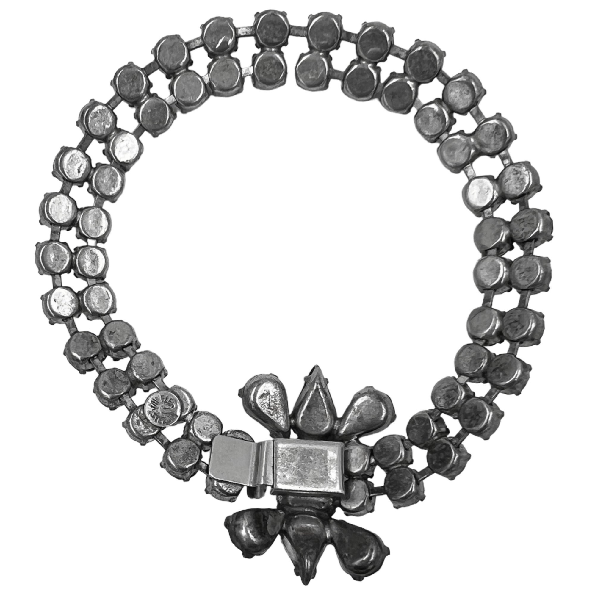 1950s Vintage Rhinestone Parure Set Sterling Silver Jay Flex
