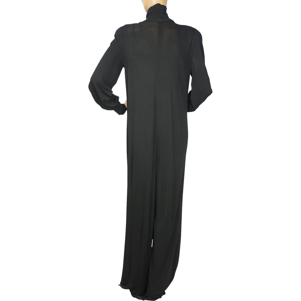 Vintage Jean Muir London Black Viscose Jersey Jumpsuit Size L 12 As Is - Poppy's Vintage Clothing