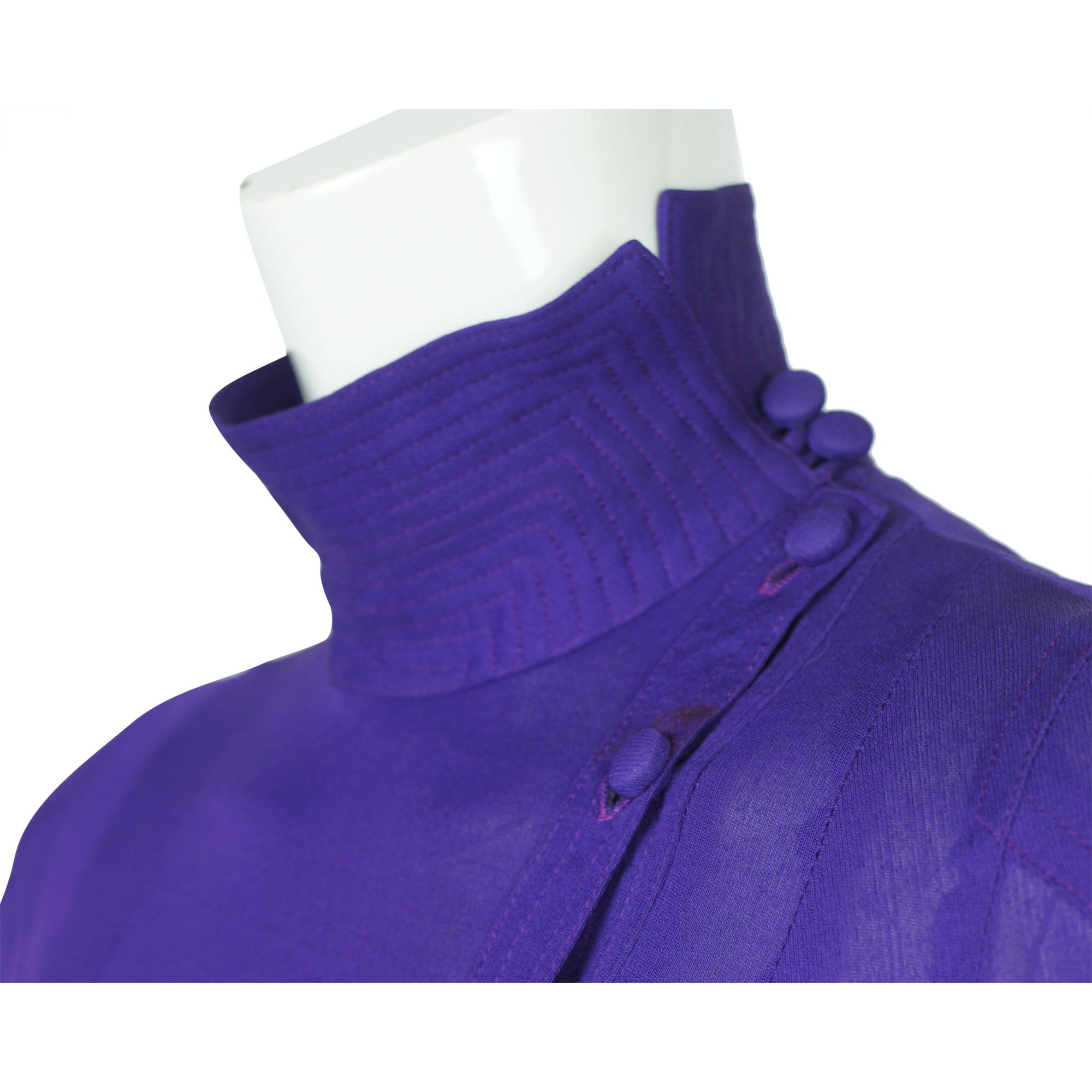 Vintage 1970s Jean Muir Dress Purple Jersey Size M - Poppy's Vintage Clothing