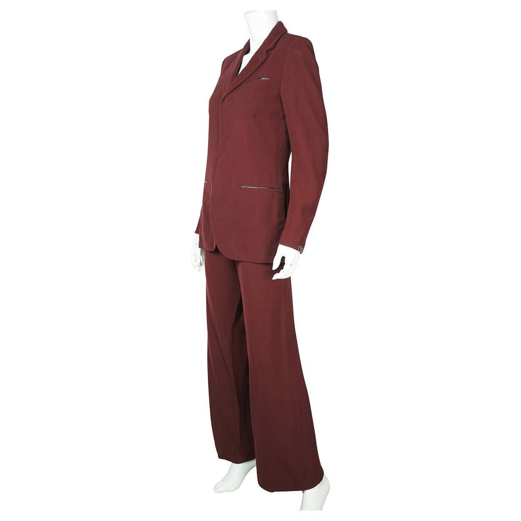 Vintage 1990s Jean-Paul Gaultier Pant Suit - Burgundy  - 8 M - Poppy's Vintage Clothing