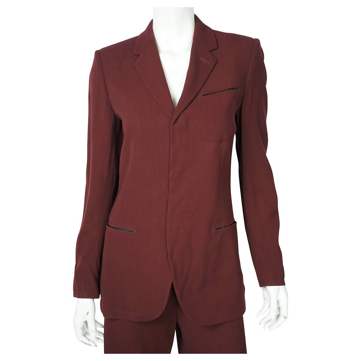 Vintage 1990s Jean-Paul Gaultier Pant Suit - Burgundy  - 8 M - Poppy's Vintage Clothing