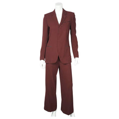 Vintage 1990s Jean-Paul Gaultier Pant Suit - Burgundy  - 8 M - Poppy's Vintage Clothing