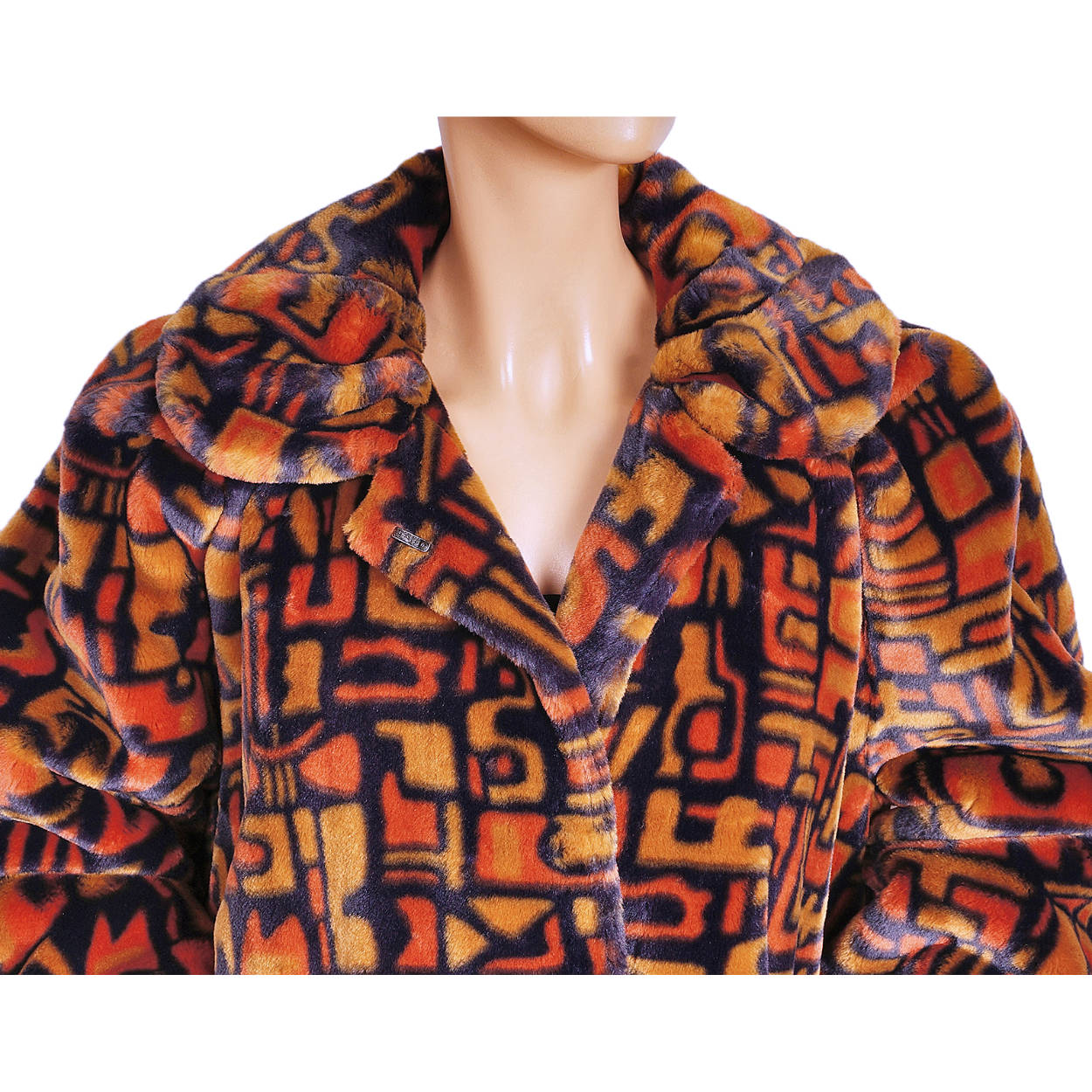 Vintage 80s Jean Philippe Ricquier Faux Fur Print Coat Made in France Ladies Size M - Poppy's Vintage Clothing