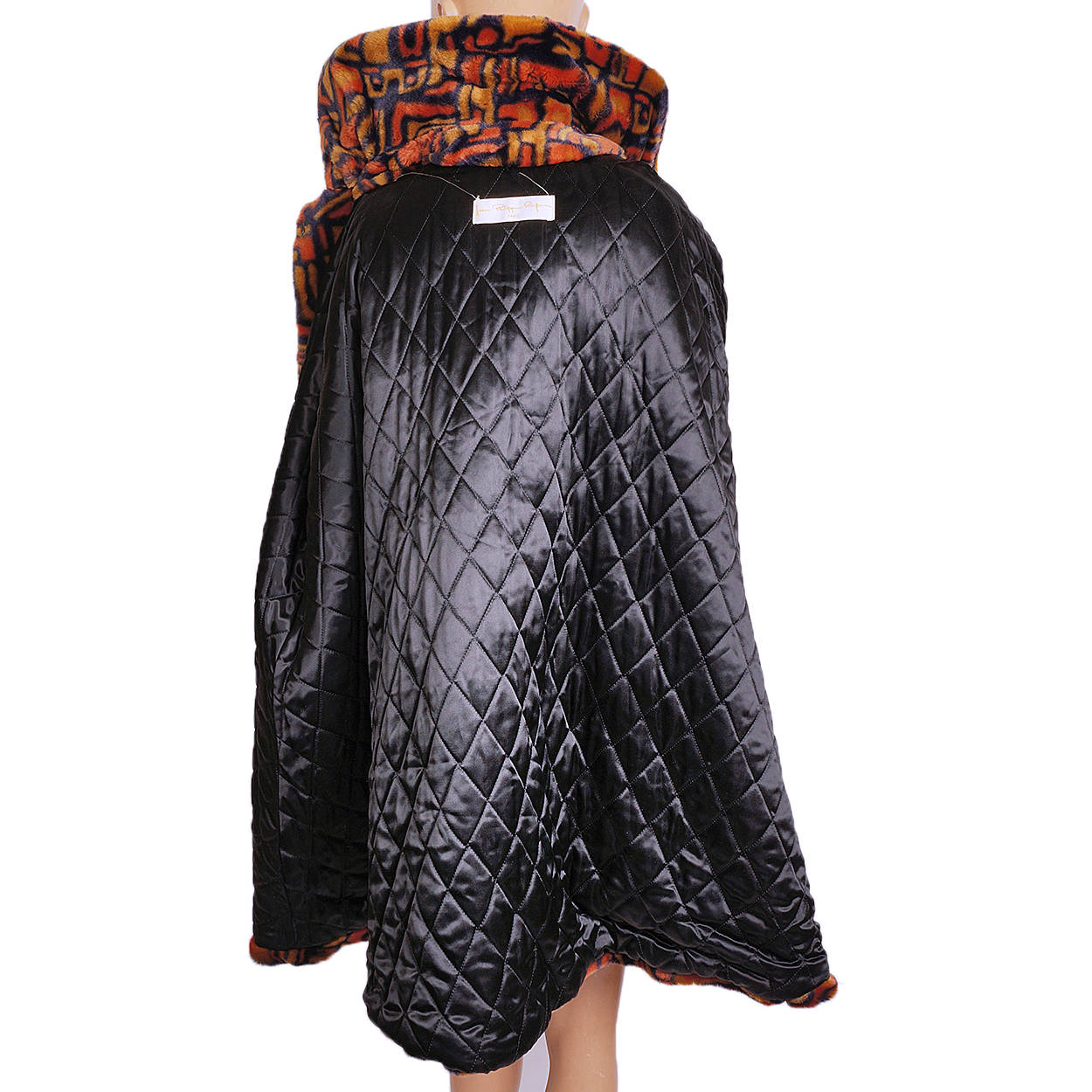 Vintage 80s Jean Philippe Ricquier Faux Fur Print Coat Made in France Ladies Size M - Poppy's Vintage Clothing