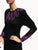 Vintage 1980s Jean Muir Dress - Black Rayon Jersey w Pink Sequins - Poppy's Vintage Clothing