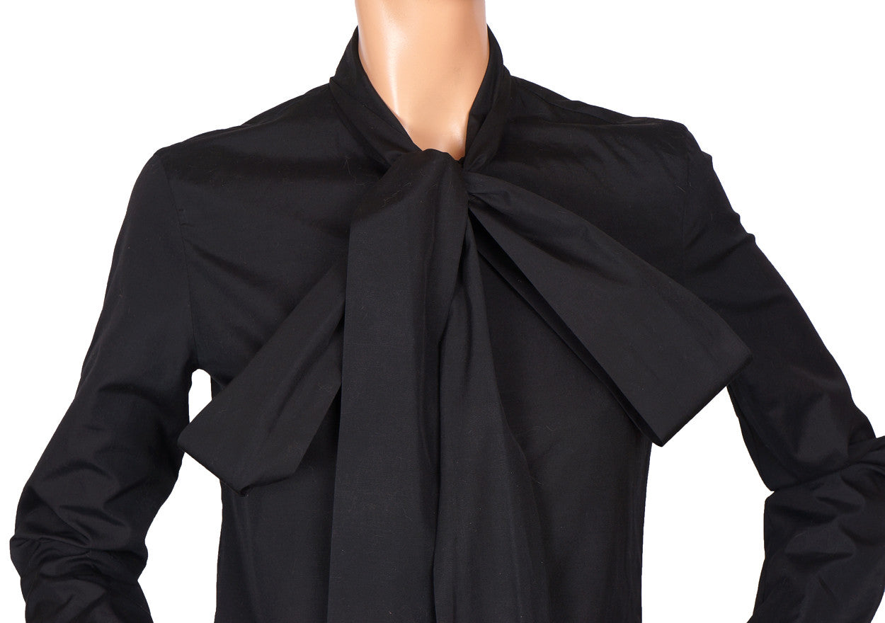 1990s Jean Paul Gaultier Femme Black Cotton Blouse S - Poppy's Vintage Clothing
