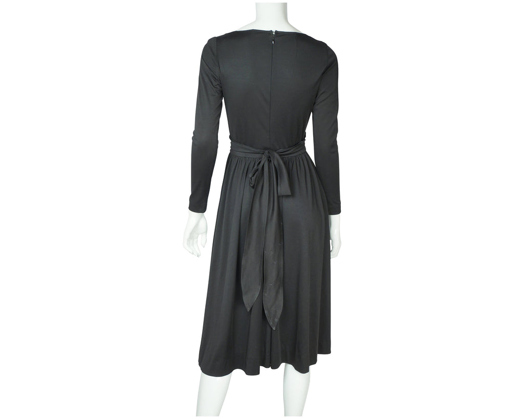 Vintage Designer 70s Dress Black Jersey John Kloss Size M Vintage Designer 70s Dress Black Jersey John Kloss Size M
