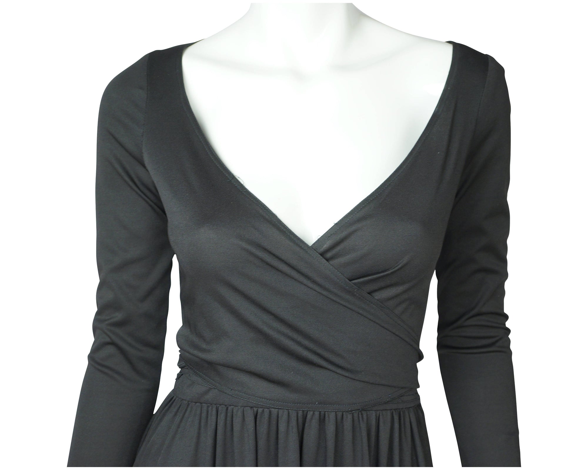 Vintage Designer 70s Dress Black Jersey John Kloss Size M - Poppy's Vintage Clothing