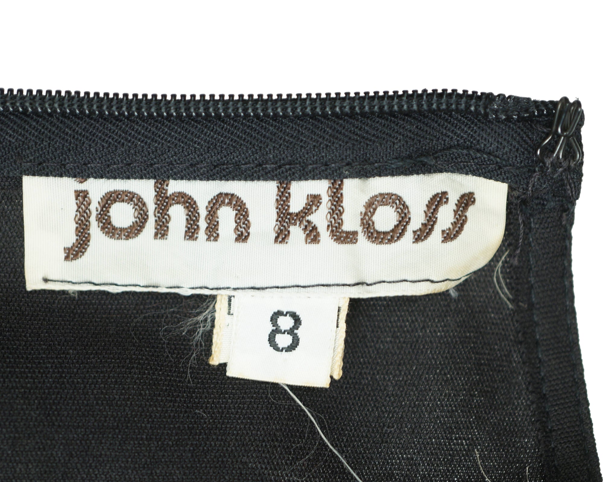 Vintage Designer 70s Dress Black Jersey John Kloss Size M - Poppy's Vintage Clothing