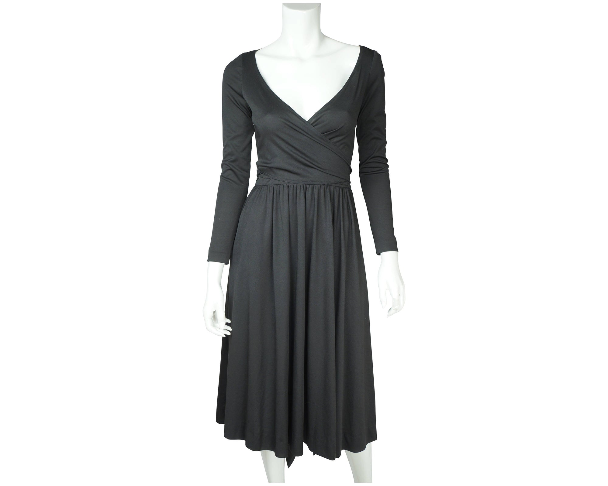 Vintage Designer 70s Dress Black Jersey John Kloss Size M Vintage Designer 70s Dress Black Jersey John Kloss Size M