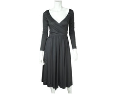 Vintage Designer 70s Dress Black Jersey John Kloss Size M - Poppy's Vintage Clothing