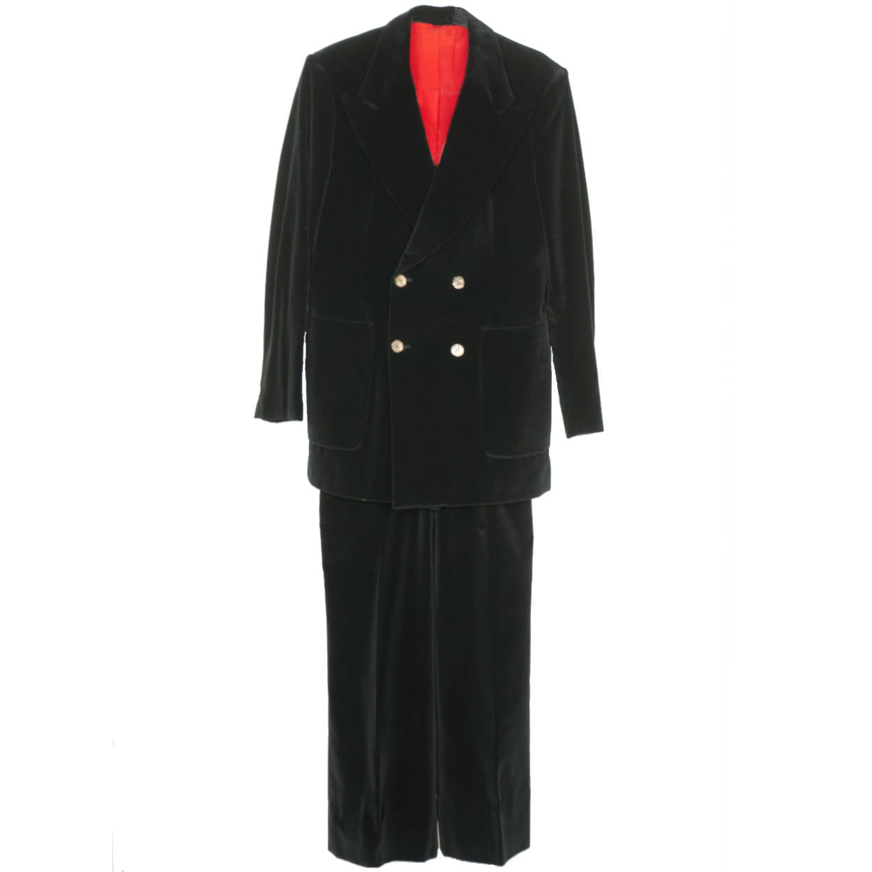 Vintage 1970s John Warden Mens Suit Black Velvet Size S W32 - Poppy's Vintage Clothing