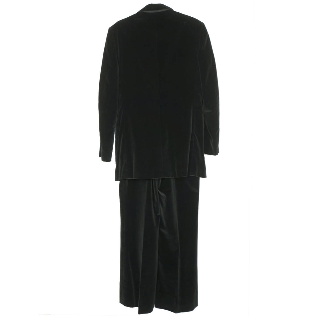 Vintage 1970s John Warden Mens Suit Black Velvet Size S W32 - Poppy's Vintage Clothing